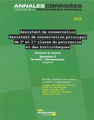 Assistant de conservation, assistant de conservation principal de 2e et 1re classe du patrimoine et