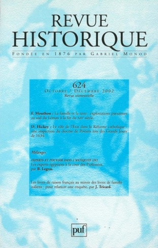 Revue historique N° 624, octobre-décembre 2002