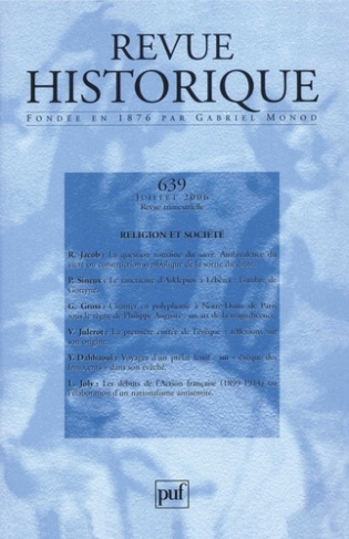 Revue historique N° 639, Juillet 2006 : Religion et société