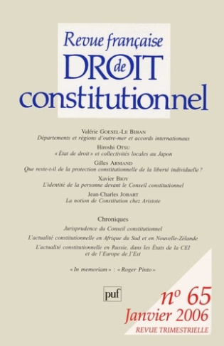 Revue française de Droit Constitutionnel N° 65, Janvier 2006