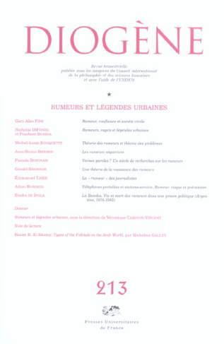 Diogène N° 213, Janvier-Mars 2006 : Rumeurs et légendes urbaines