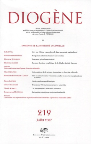 Diogène N° 219, Juillet 2007 : Moments de la diversité culturelle