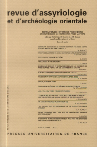 Revue d'assyriologie et d'archéologie orientale N° 107/2013 : Recueil d'études historiques, philolog