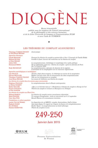 Diogène N° 249-250, janvier-juin 2015 : Les théories du complot aujourd'hui