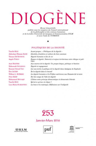 Diogène N° 253, janvier-mars 2016 : Politiques de la dignité