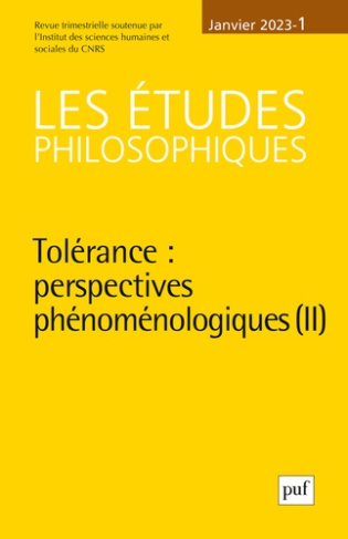 Les études philosophiques N° 1, janvier 2023 : Tolérance : perspectives phénoménologiques. Tome 2