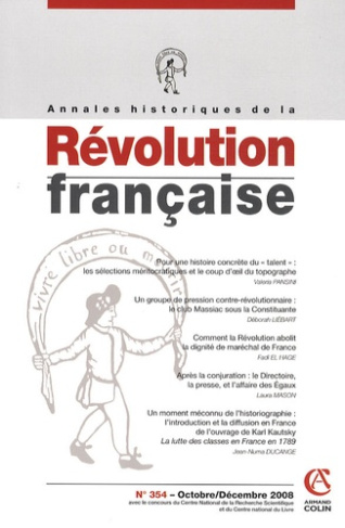 Annales historiques de la Révolution française N° 354, Octobre / Décembre 2008