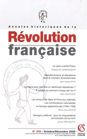 Annales historiques de la Révolution française N° 358, Octobre-Décembre 2009