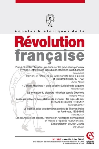 Annales historiques de la Révolution française N° 360, Avril-juin 2010