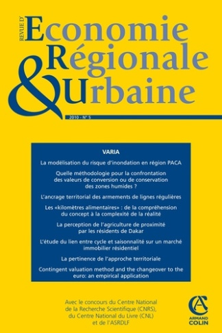 Revue d'économie régionale et urbaine N° 5, 2010