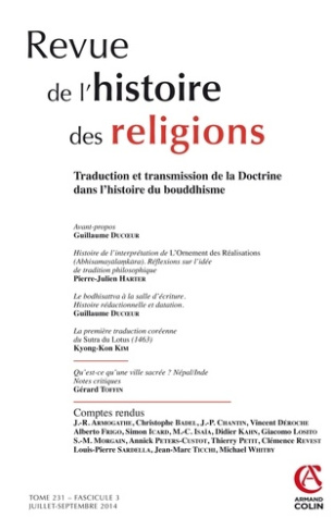 Revue de l'histoire des religions N° 3-2014