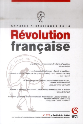Annales historiques de la Révolution française N° 376, Avril-juin 2014