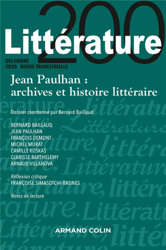 Littérature N° 200, décembre 2020 : Jean Paulhan : archives et histoire littéraire
