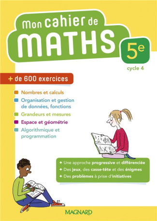 Mathématiques 5e Mon cahier de maths. Edition 2018
