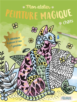 Chats. 5 tableaux à peindre à l'eau   1 pinceau
