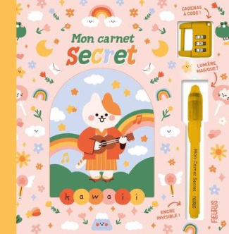 Mon carnet secret Kawaii. Avec un cadenas à code et un stylo à encre invisible et lumière magique