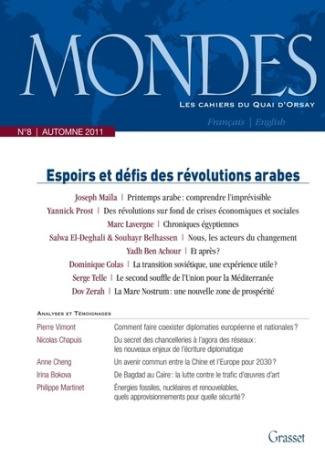 Mondes N° 8, automne 2011 : Espoirs et défis des révolutions arabes. Edition bilingue français-angla