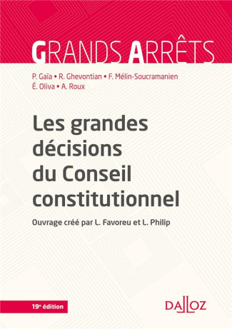 Les grandes décisions du Conseil constitutionnel. 19e édition