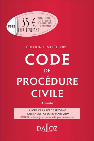Code de procédure civile annoté. Edition 2020