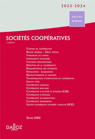 Sociétés coopératives. Edition 2023-2024