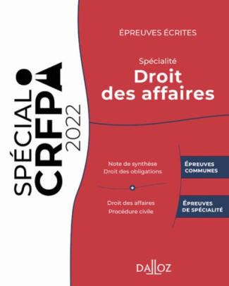 Epreuves écrites du CRFPA. Spécialité droit des affaires, Edition 2022