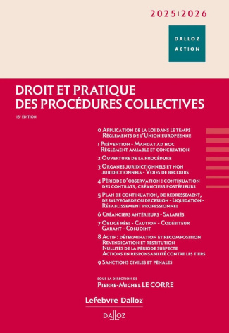 Droit et pratique des procédures collectives. Edition 2025-2026
