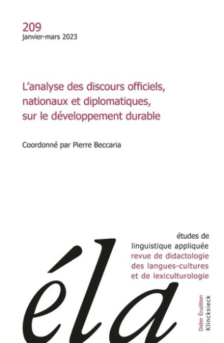 Études de linguistique appliquée - n°1/2023. L’analyse des discours officiels, nationaux et diplomat