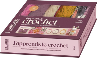 J'apprends le crochet - 4 projets simples en pas à pas, les techniques de base en vidéo. Ce coffret