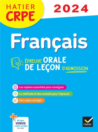 Français CRPE. Epreuve de leçon, épreuve orale d'admission, Edition 2024