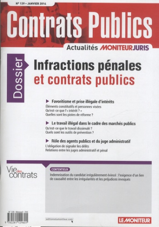 Contrats publics N° 139, janvier 2014 : Infractions pénales et contrats publics