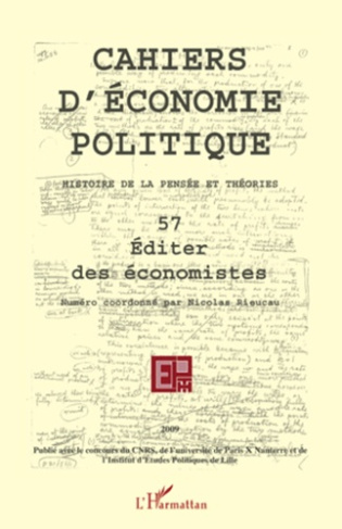 Cahiers d'économie politique N° 57/2009 : Editer des économistes
