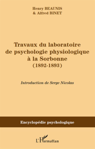 Travaux du laboratoire de psychologie physiologique à la Sorbonne (1892-1893)