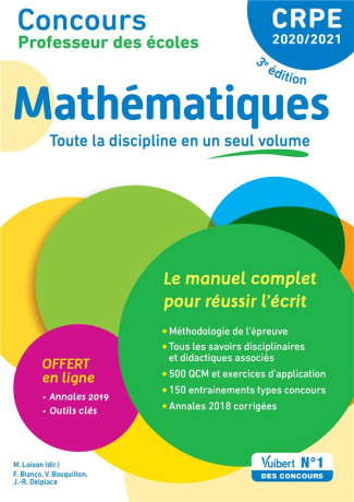 Mathématiques - CRPE. Le manuel complet pour réussir l'écrit, Edition 2020-2021