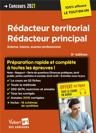 Concours rédacteur territorial, rédacteur principal catégorie B. Externe, interne et examen professi
