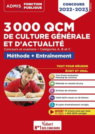 3000 QCM de culture générale et d'actualité, Concours et examens. Méthode   Entraînement catégories