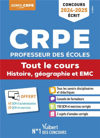 CRPE Professeur des écoles. Tout le cours - Histoire, géographie et EMC, Edition 2024-2025