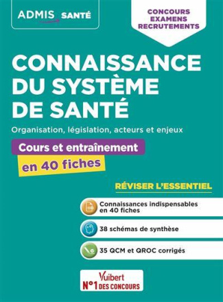 Connaissance du système de santé. Organisation, législation, acteurs et enjeux. Cours et entraînemen