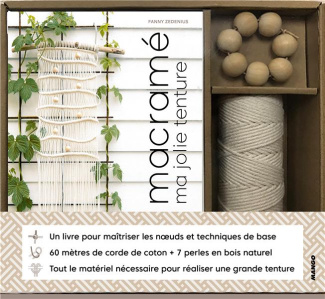 Macramé Ma jolie tenture. Avec 60 mètres de corde de coton   7 perles en bois naturel