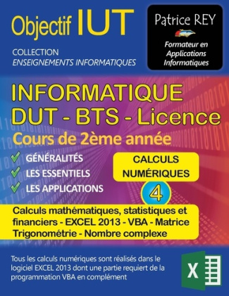 DUT Informatique. Tome 4, Calculs numériques avec excel 2013 et vba