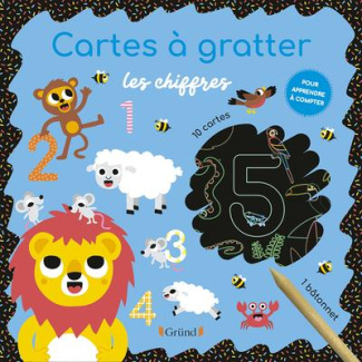 Cartes à gratter les Chiffres. Avec 10 cartes et 1 bâtonnet
