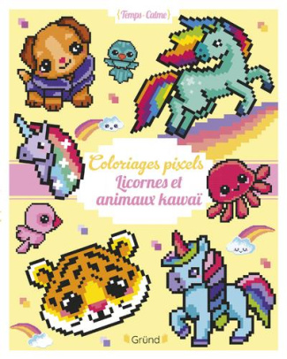 Coloriages pixels. Licornes et animaux kawaï