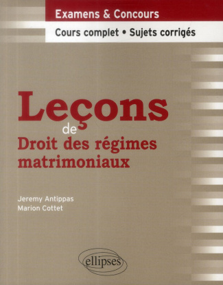 Leçons de Droit des régimes matrimoniaux