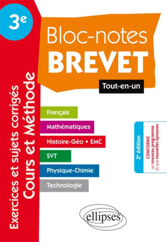 Bloc-notes Brevet 3e. Tout-en-un, 2e édition