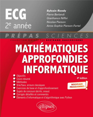 Mathématiques approfondies, informatique ECG 2e année. 4e édition