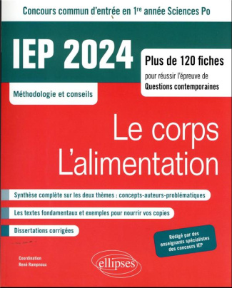 IEP Concours commun d'entrée en 1re année Sciences Po. Le corps / L'alimentation, Edition 2024
