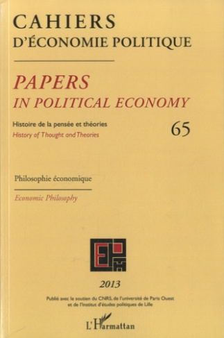 Cahiers d'économie politique N° 65/2013 : Philosophie économique