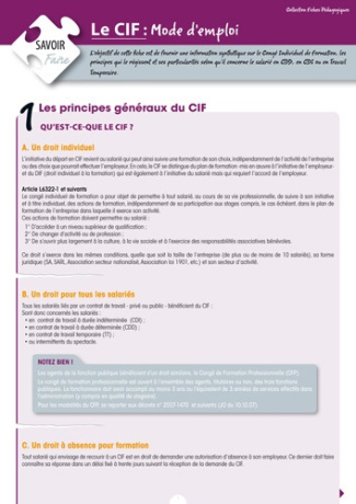 CIF : mode d'emploi
