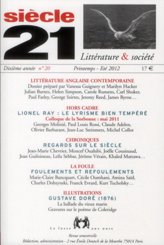 Siècle 21 N° 20, Printemps-été 2012 : Littérature anglaise contemporaine
