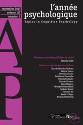 L'année psychologique Volume 117 N°3, septembre 2017