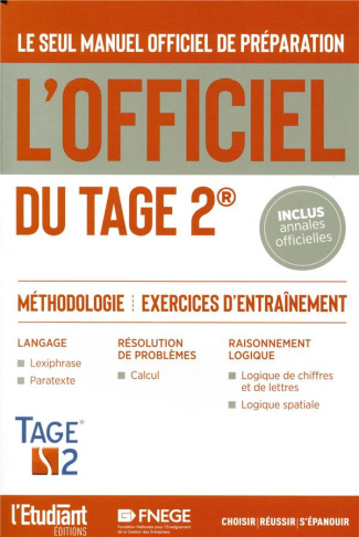 L'officiel du TAGE 2. Manuel officiel de préparation au test